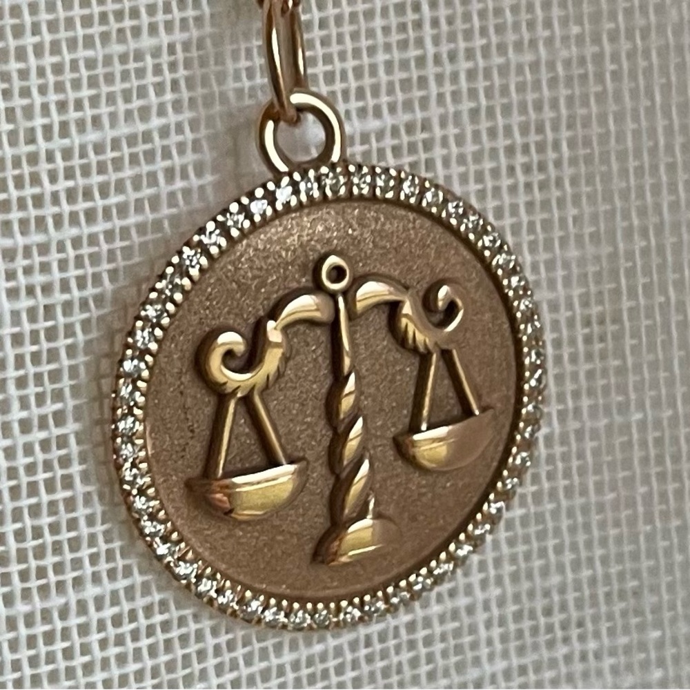 Ring Concierge Zodiac Medallion Necklace Libra 14k Rose Gold